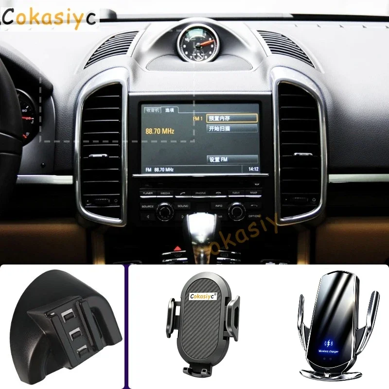 Suporte de telefone para carro, para porsche cayenne 2010, 2011-2015, suporte para celular, carregamento sem fio, base fixa especial, acessórios