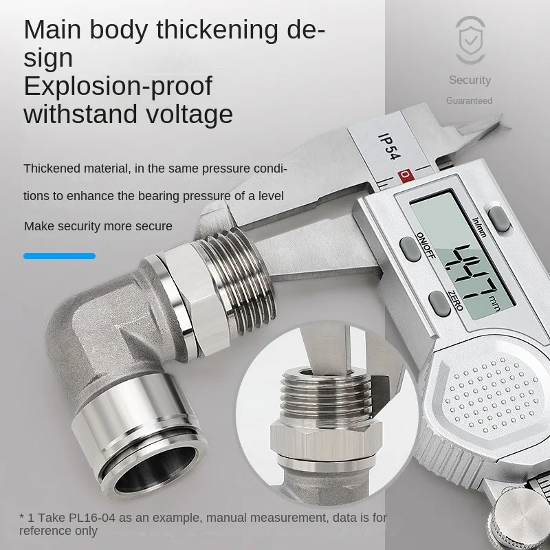 304 Stainless Steel High Pressure Nozzle Air Pipe Connector Thread Bending Joint Right Angle Pneumatic Components PC/PL Ftting