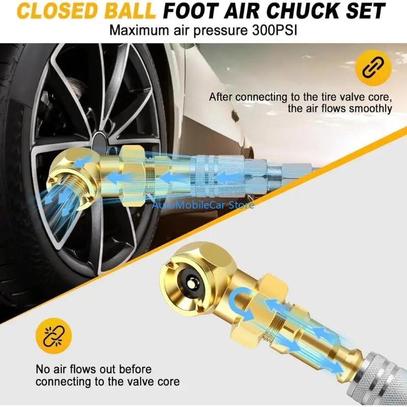 G8TE Brass 1/4NPT Quick Connection Tire Inflation Nozzle Adapter Construction Leak Proof Performances Universal Automotive Us