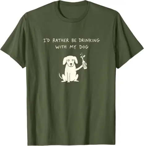Ich Trinke Lieber mit Meinem Hund Lustiges Trinker-T-Shirt, Y2k Hundebesitzer Bierliebhaber Grafik-Spruch-T-Shirt Leben mit Hunden T-Shirt – Detail 8