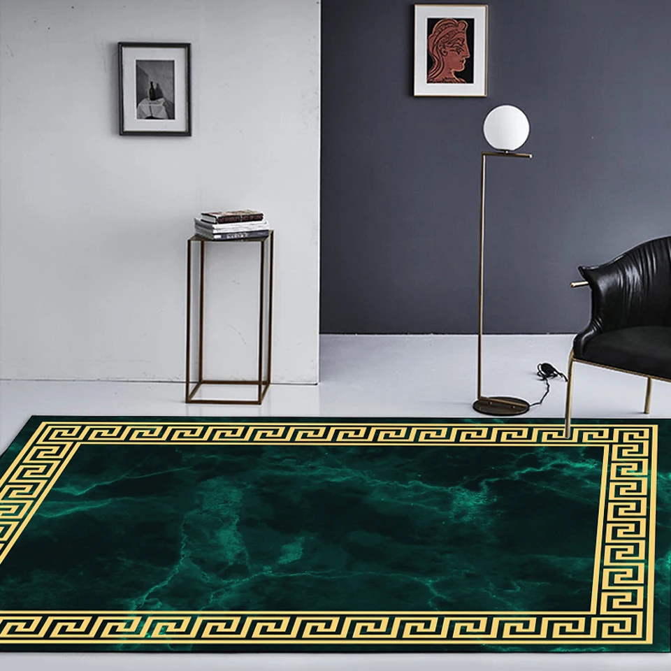 Alfombra geométrica de lujo moderna, alfombrilla antideslizante para puerta de pasillo, decoración de sala de estar, cocina y baño, color negro,