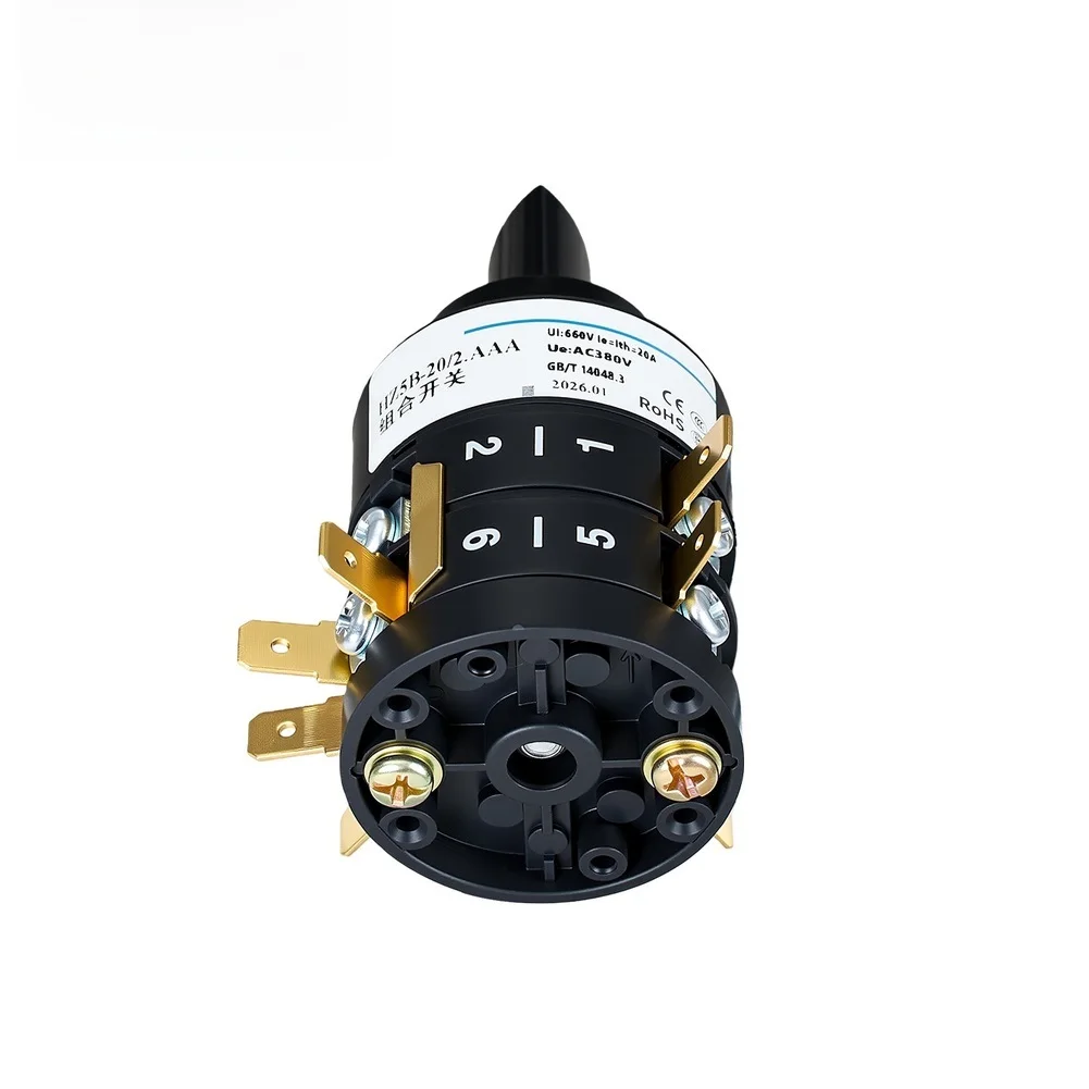 HZ5B 20A 3 Position 2 Section Combination Switch for Welding Machine AC380V 20A Conventional Heating Current Black
