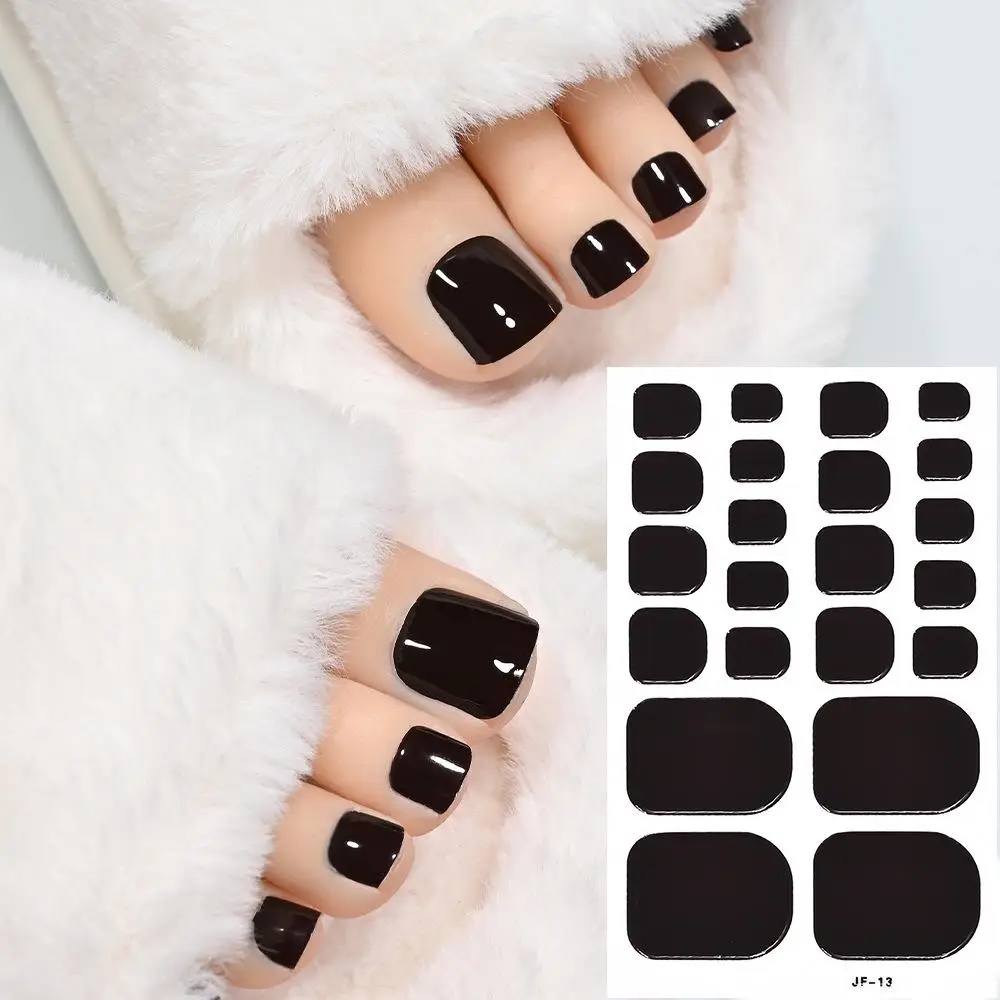 22tips Solid Baking Free Toe Nail Sticker Wraps Full Cover Toenail Polish Strips Summer Self Adhesive DIY Foot Decals