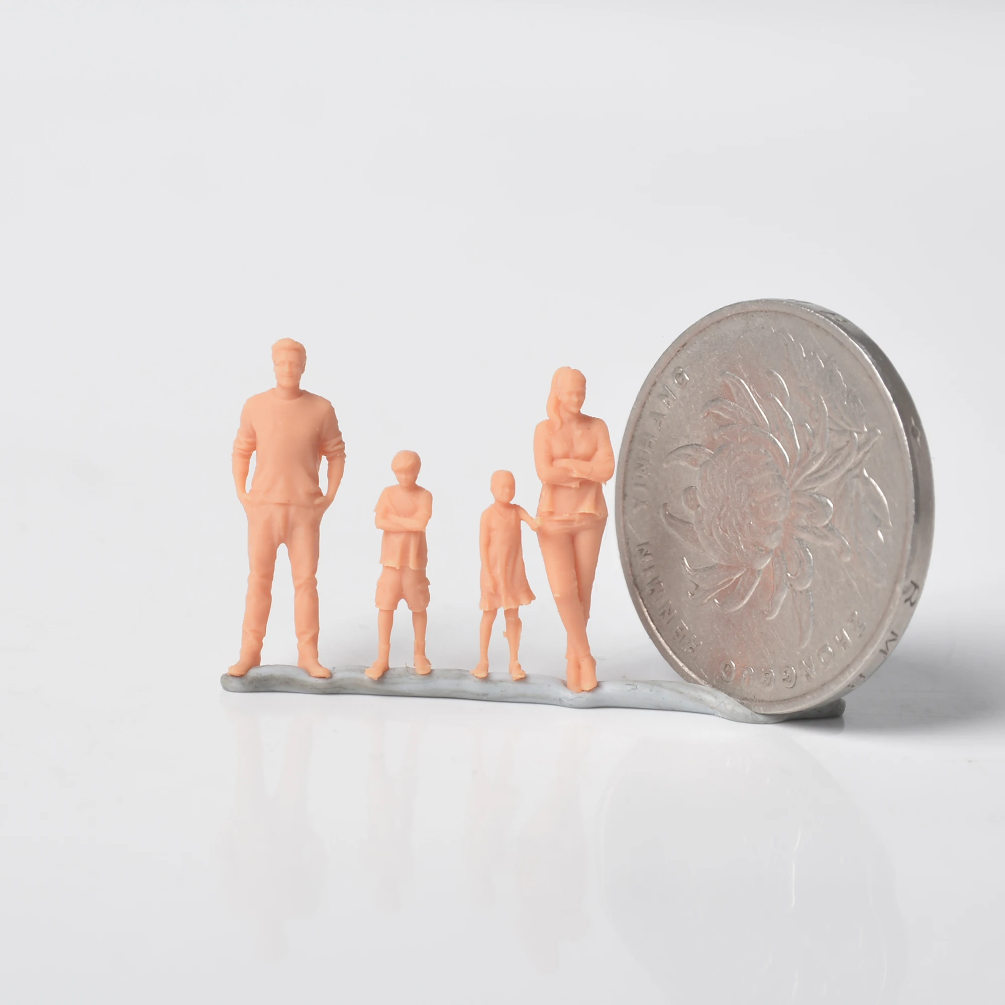 Yao's Studio 1/87 Mensen Beeldjes Een gezin van vier spoorwegen Display Miniatuur Dierenminiatuur