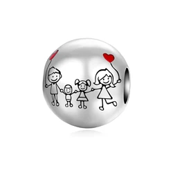 925 Sterling Silver Ball Family Love Pendant Charm Fit Charms Bracelets Women DIY Jewelry Gift