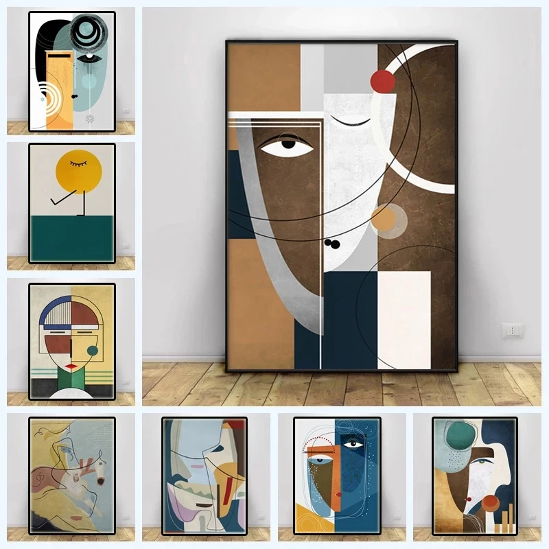 Modern Abstract Picasso Figure Canvas Painting Splice Face Geometric Posters Prints Wall Art Picture Living Room Home Decoration