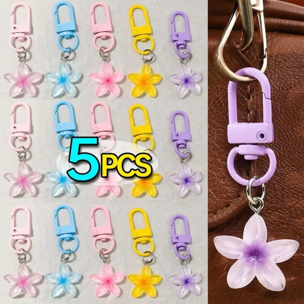 

1/5Pcs Cute Sweet Colorful Flower Keychain Hanging Jewelry Pendant Rope Decoration Car Key Ring Resin Pendant Keyring Girls