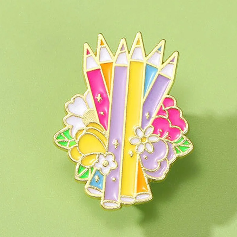 Colored Pencil Badges Student Backpack Buckles Clothing Brooches Accessories