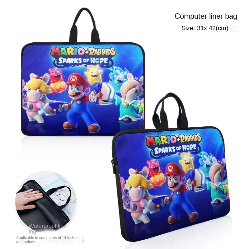 Super Mario Bros Cartoon Laptop Bag 14 Inches Anime Pattern Notebook Bag Shockproof Macbook M1 Air Pro HP Computer Sleeve Case