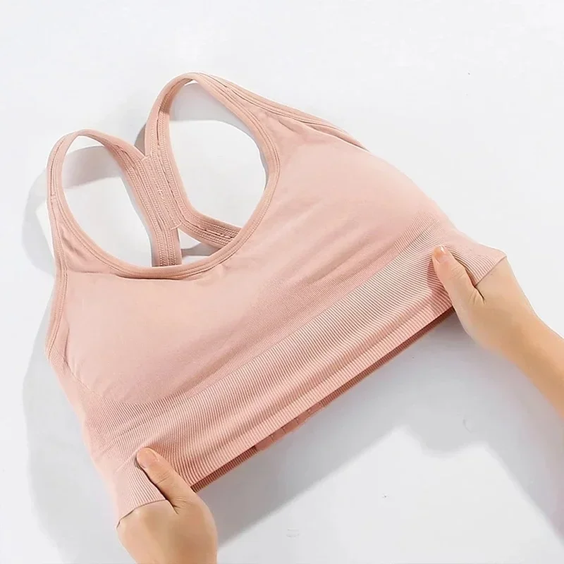 พัดลม Zoete Sport Crop Top ชุดชั้นในสตรีกันกระแทก Bralette Halter Backless Cross ฟิตเนส Push Up Bh ชุดชั้นในสบาย