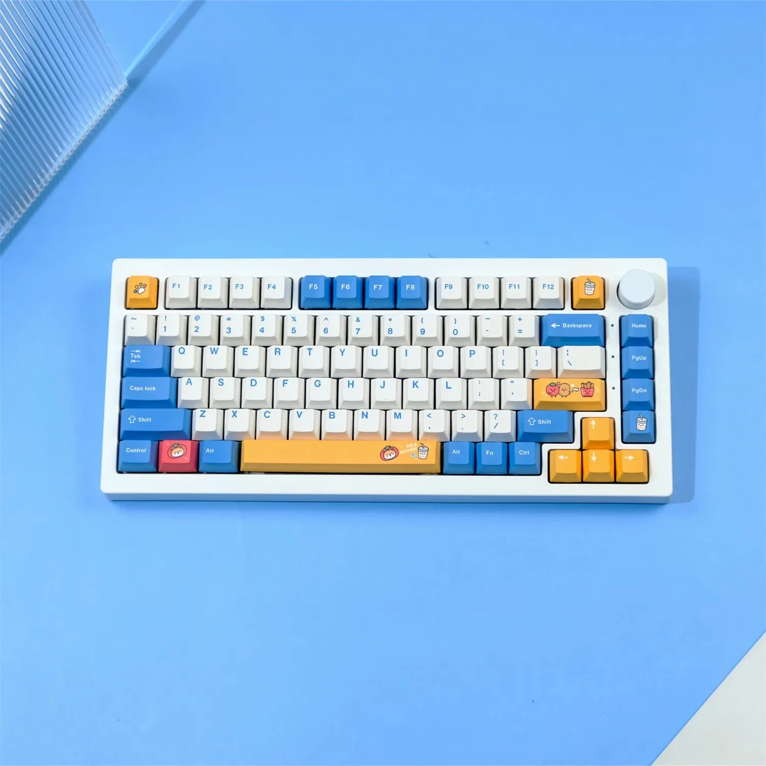 1 Set French Fries Dog Cute Keycaps PBT Dye Sublimation Keycaps Cherry Profile Lightproof Keycap For MX Switch Keyboards