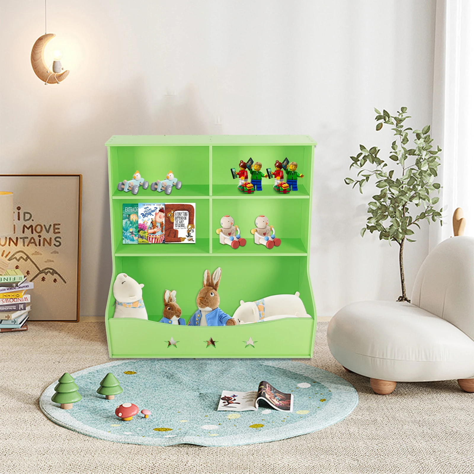 Kids' Storage Organizer 3-Tier Bookcase 79*36.5*82.5cm Home Organization Toy Bookcase for Corridors/Nurseries/Study Rooms/Classrooms/Kindergartens/Living Rooms