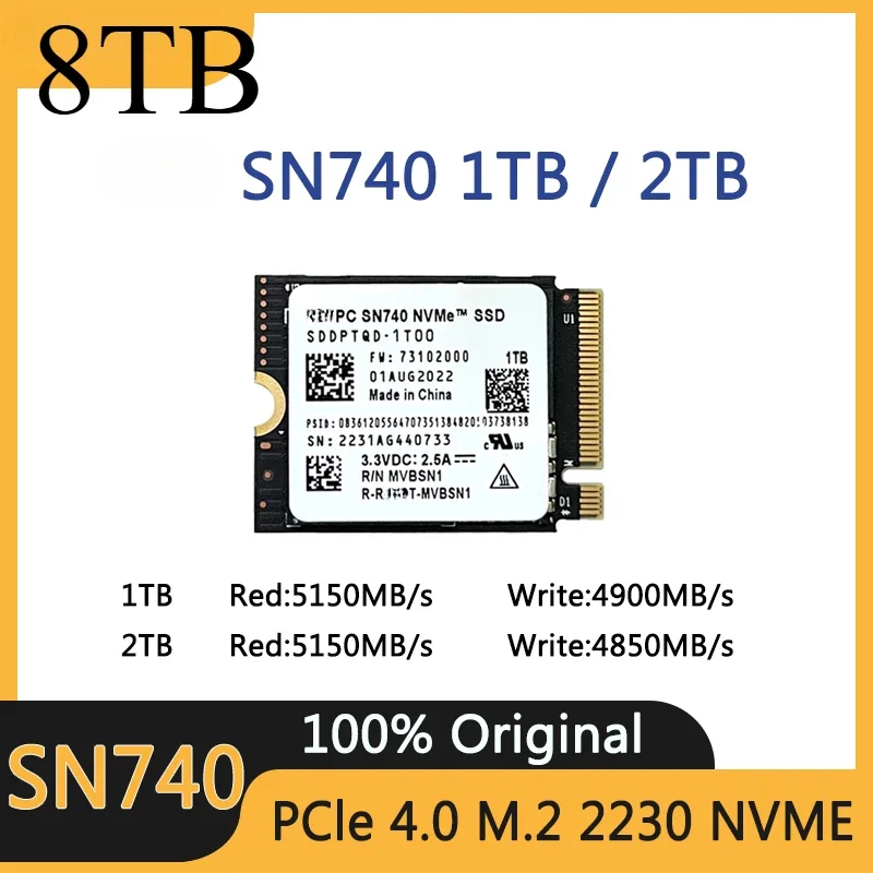 SN740 1TB M.2 SSD 2230 NVMe PCIe Gen 4x4 SSD para Microsoft Surface ProX Surface Laptop 3 Steam Deck