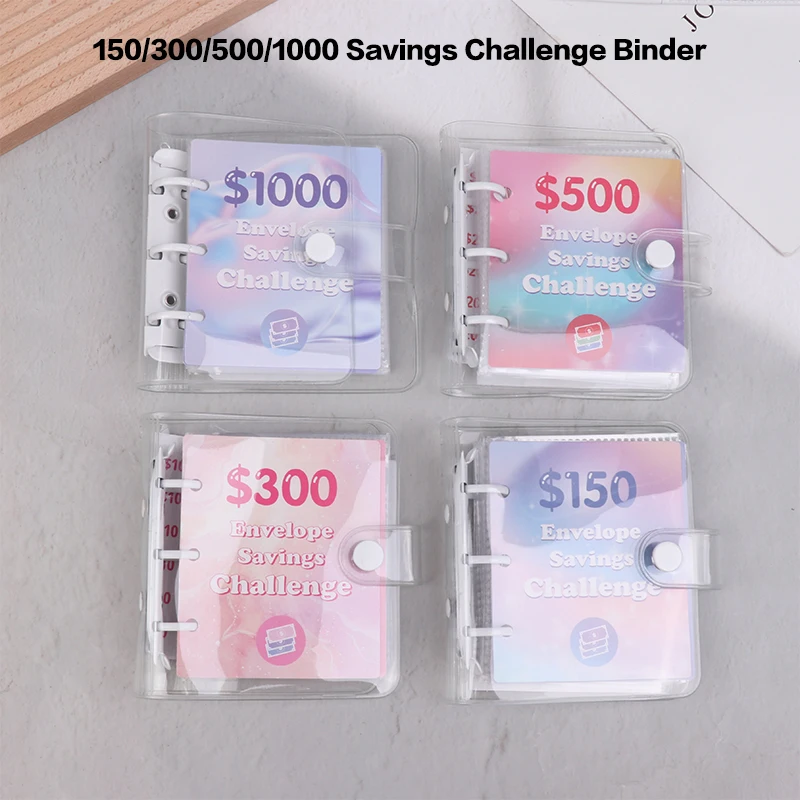 Money Saving Binder $150/300/500/1000 Savings Challenge Binder Mini Binder Cash Budget Storage Book Envelope Savings Notebook