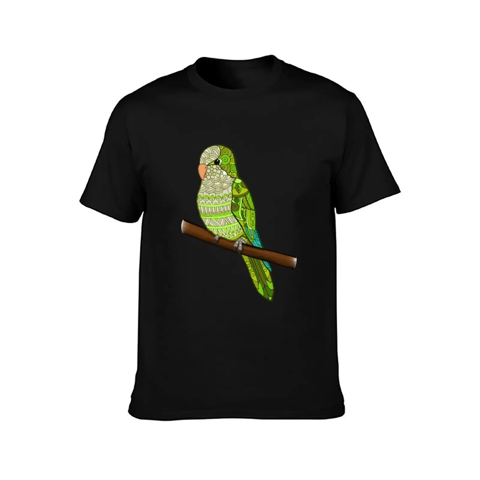 Pallid-Green Quaker Parrot Design T-Shirt Fashion Pattern Printed Tee Shirt T-Shirt