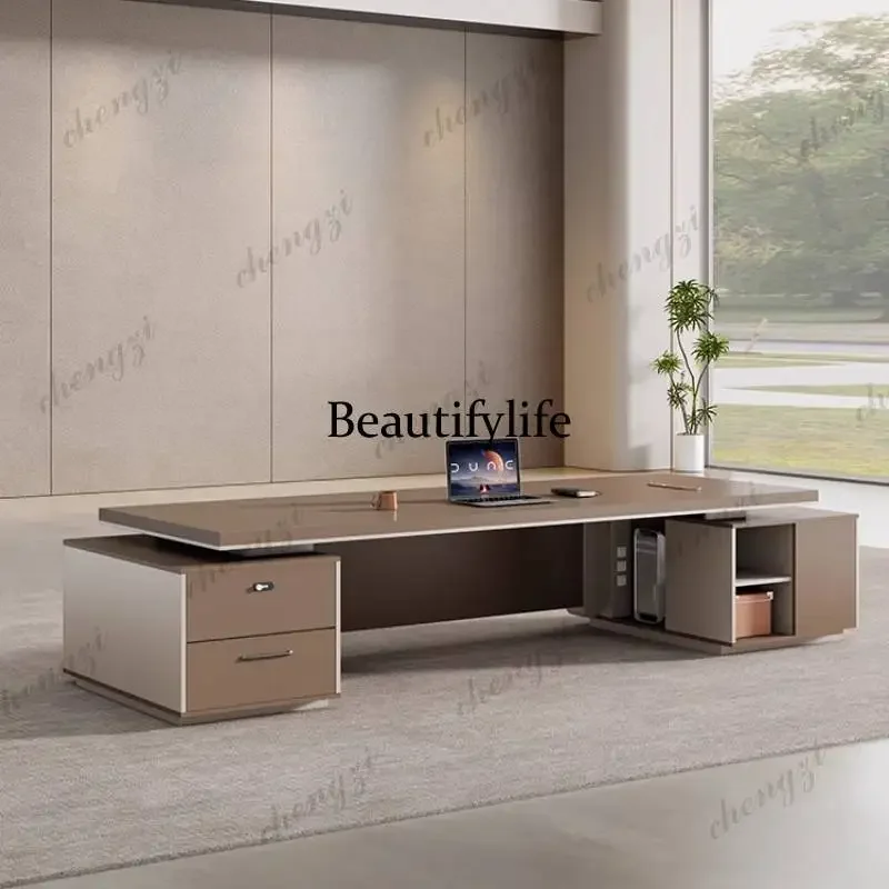 c139 Big Designer Executive Office Desk Strong Brown Large Modern Computer Desks Standing Drawers Mesas De Escritorio Furniture
