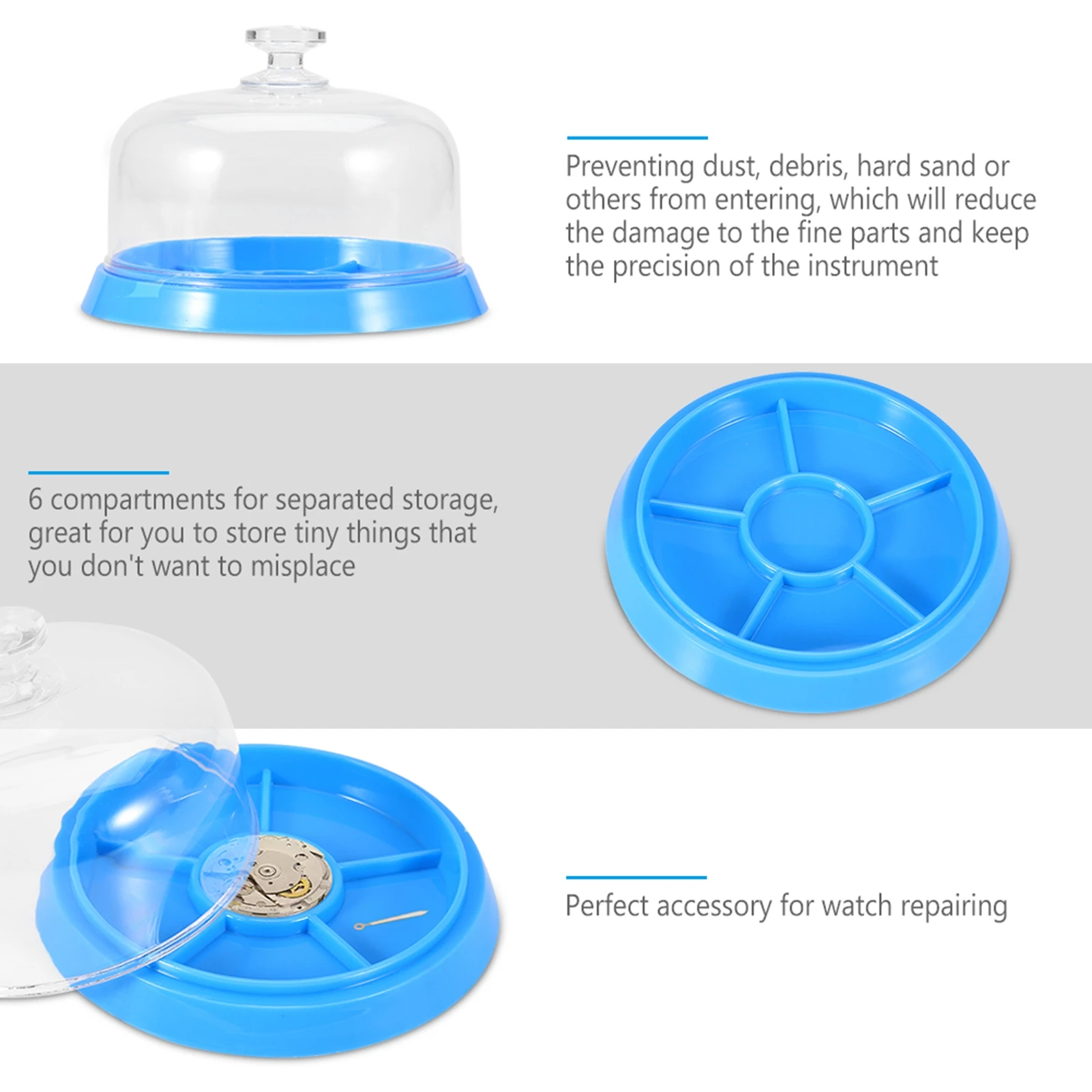 Watch Dust Cover 6 Slots Watch Movement Accessory Dust Cover Plastic Tray Repair Tool Watch Dust Tray