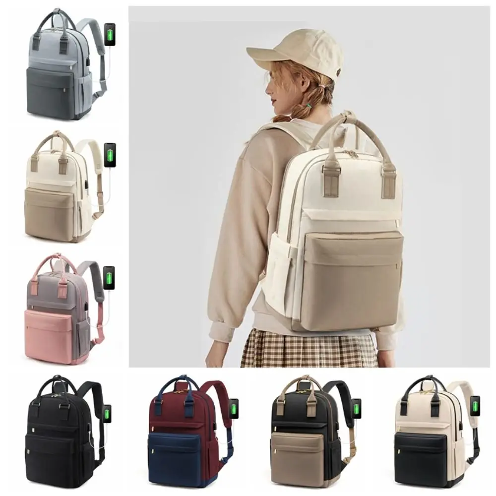 

Oxford Cloth Laptop Backpack Large Capacity with USB Port Large capacity School Bag 16 inch Fixed Webbing Travel Daypack Camping