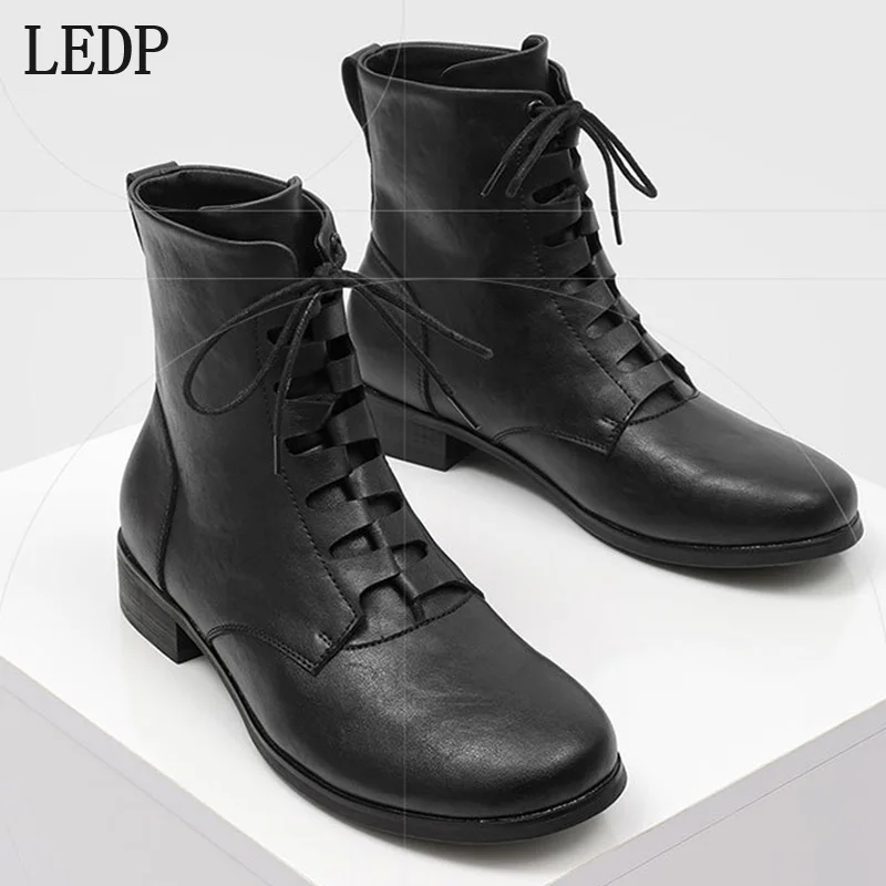 

LEDP British Style High-top Shoes for Men Derby Boots Made of Soft Leather Designed for Outdoor Mobility Stylish Design