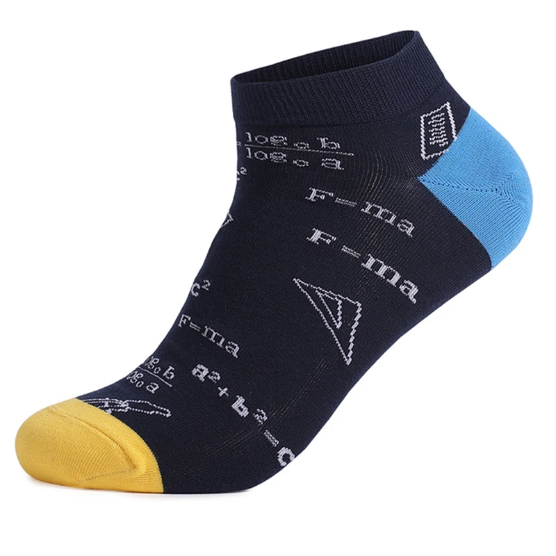 Brand 3Pairs Men\'s Quality Business Ankle Socks Casual Novelty Geometric Lattice Colorful Summer Happy Combed Cotton Short Socks