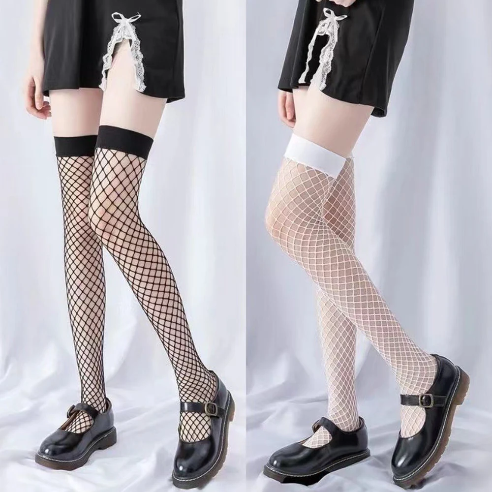 Fishing Net Socks Girls Calf Socks Mesh Legging Thigh Stocking Over Knee Stockings Breathable Mid Length Hollow Street Cute INS