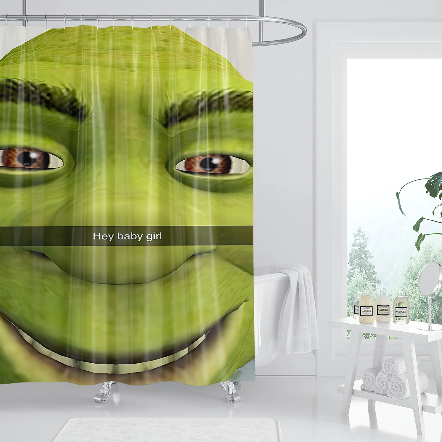 ستارة حمام قطعة واحدة - ضفدع أخضر مع تصميم نص "مرحبًا للفتيات الصغيرات" مقاوم للماء #2