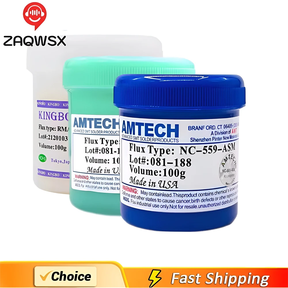 100% AMTECH-NC-559-100g ASM Flux Lead Free Halogen Free Low Residue Solder Paste PCB Repair Auxiliary Solder Paste