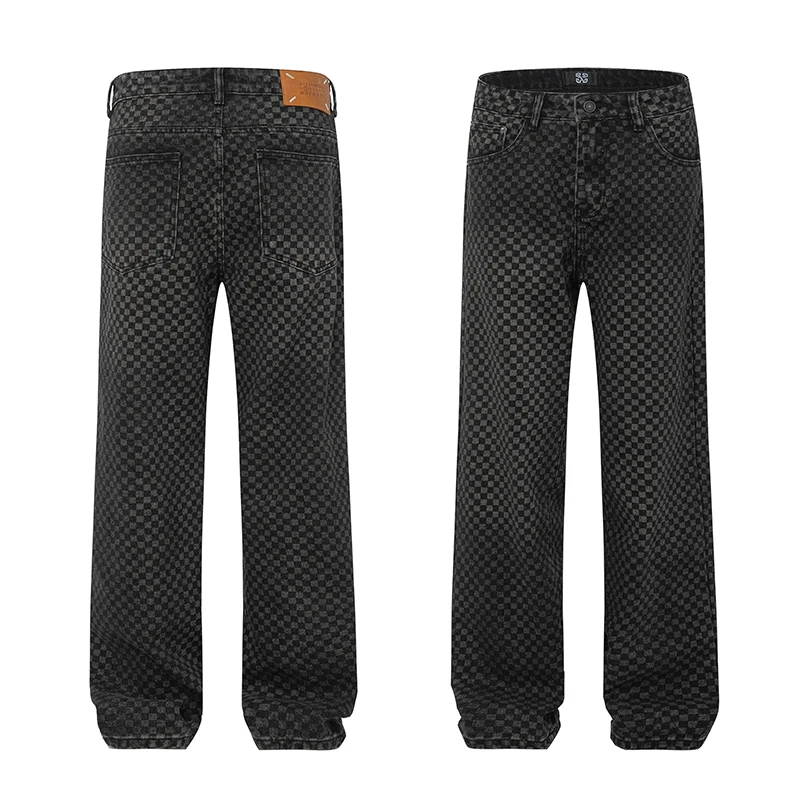 Pantalones vaqueros holgados y rectos, Vaqueros lavados negros, marca de moda, novedad