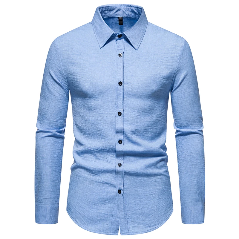 New Happyjeffery Men's Dress Shirts Long Sleeve Button Tops Men Male Business Casual Man Solid Colour Casual Shirt LS52