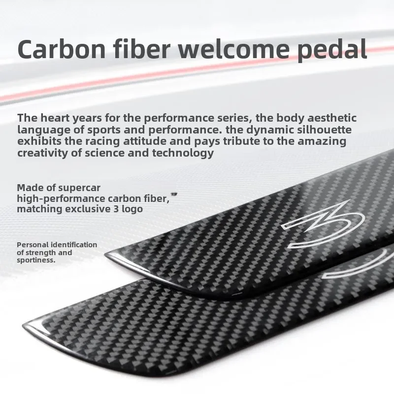Applicabile alla versione Tesla Huanxin modello 3 striscia di protezione soglia modificata interna speciale del pedale di benvenuto in fibra di carbonio