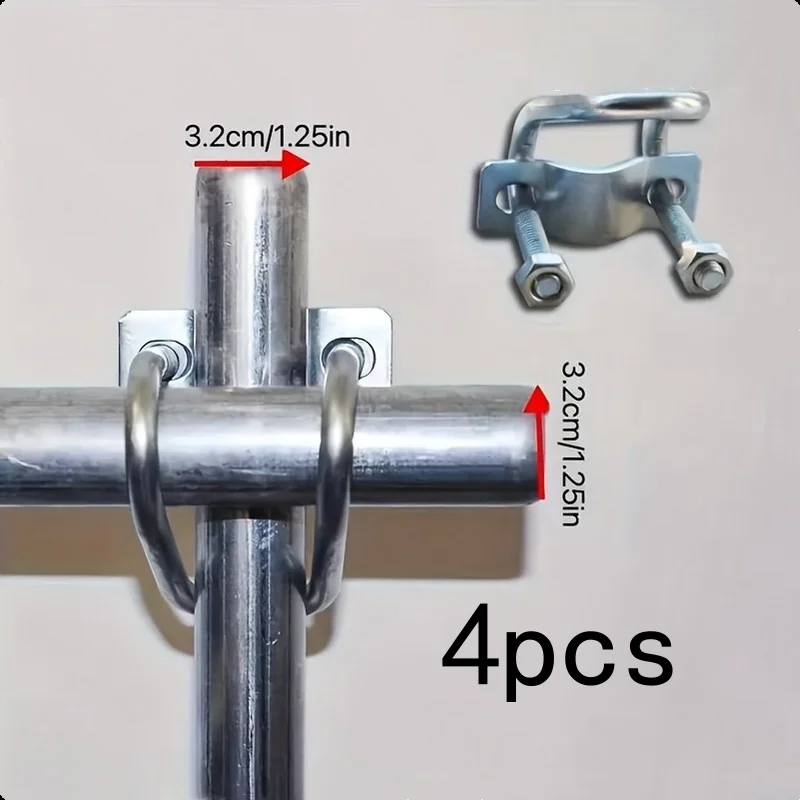 4Pcs 32mm Cross U-shaped Pipe Clip Connector Polished Metal Craft for Greenhouse Clothes Rack Safety Locking Special Faste...