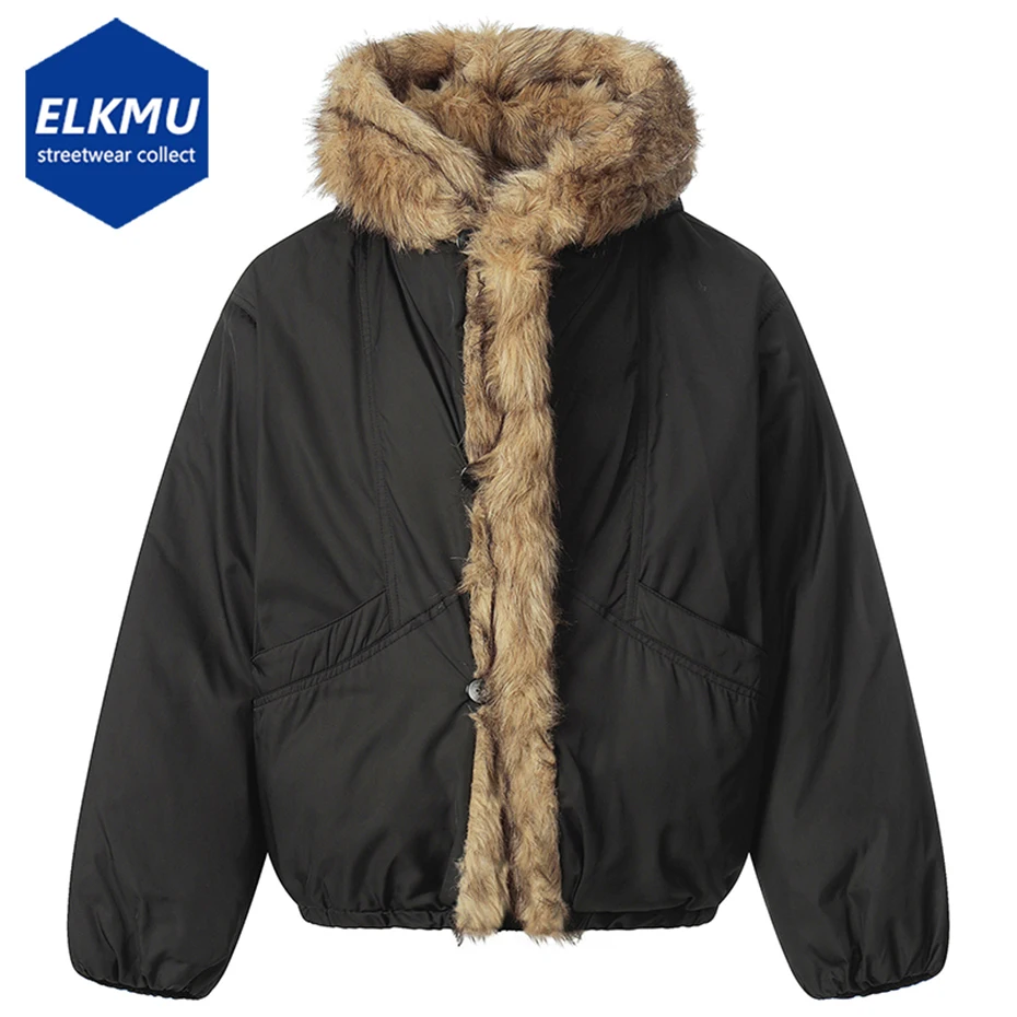 

Winter Jackets Men Thicken Warm Fur Collar Parkas Coat Streetwear Harajuku Oversized Padded Jackets Outwear
