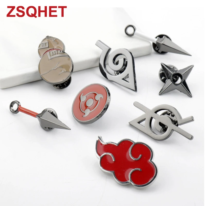 

ZSQHET 8 шт./компл. аниме мультфильм эмалированная брошь красное облако шаринган металлическая булавка рюкзак одежда булавка для лацкана ювелирные изделия ювелирные изделия подарок