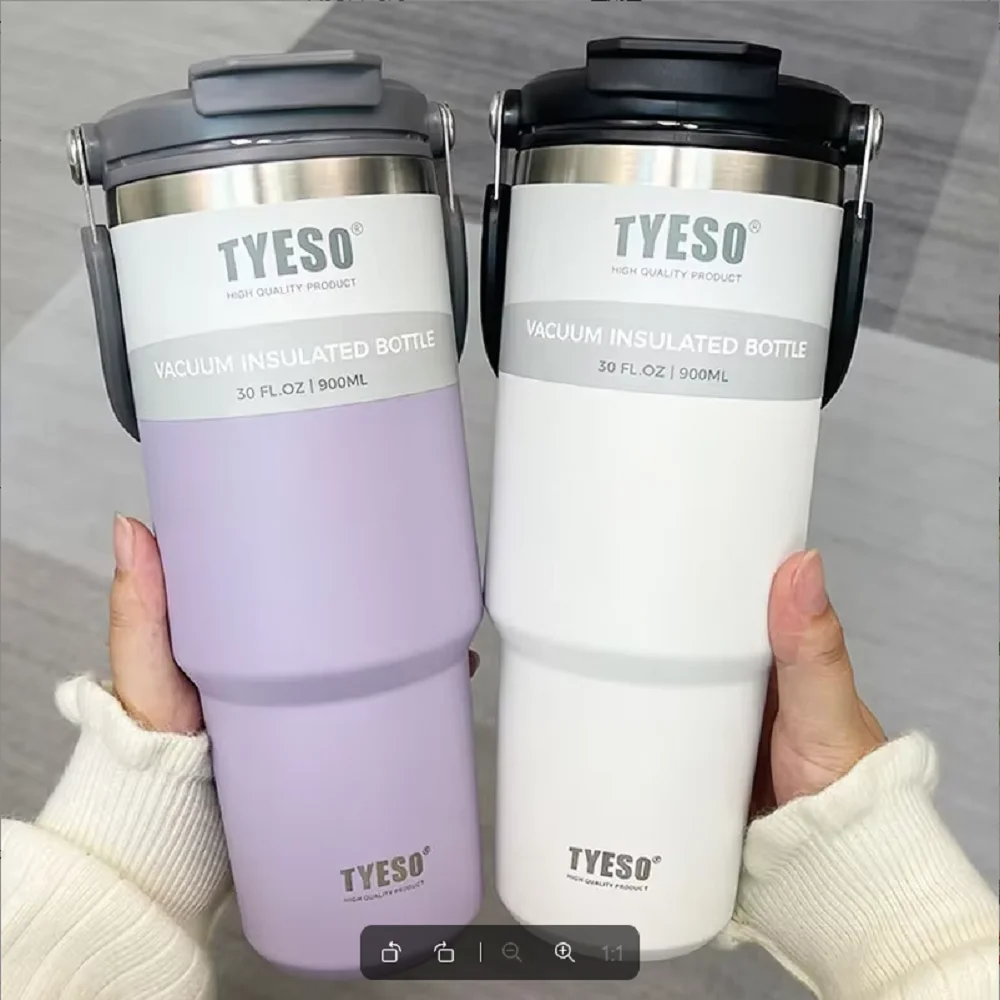 Taishuo Ice King Cup Handheld Double Drink Large Capacity 304 Stainless Steel Insulated Cup with Straw Car Cooling Cup image 2