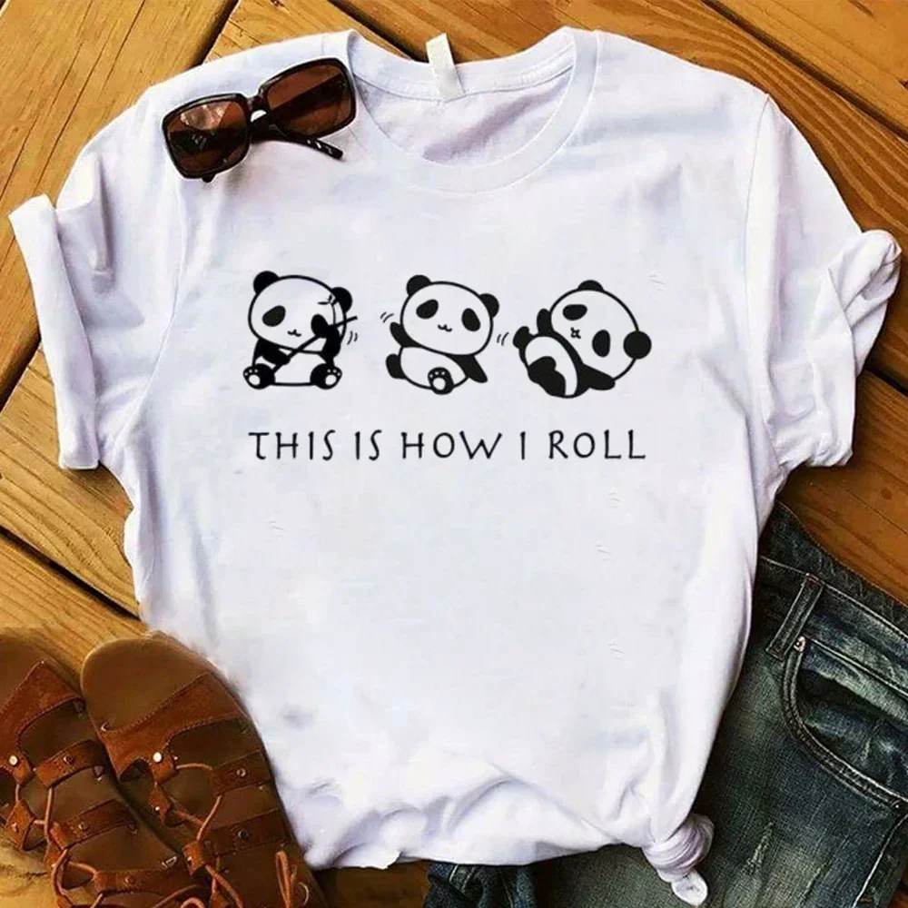 

Funny Just A Girl Who Loves Panda Print Women's Harajuku Short Sleeve Casual T-shirt Clothing Street Tops Tees Aesthetic Clothes