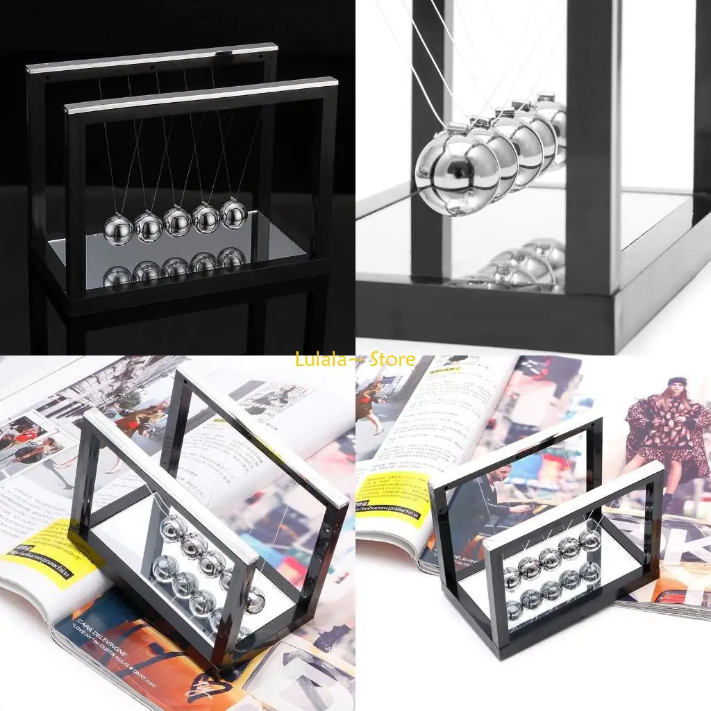 Y4QA نيوتن مهد الصلب التوازن الكرة متعة الديكور الفيزياء العلوم لعبة هدية S جديد