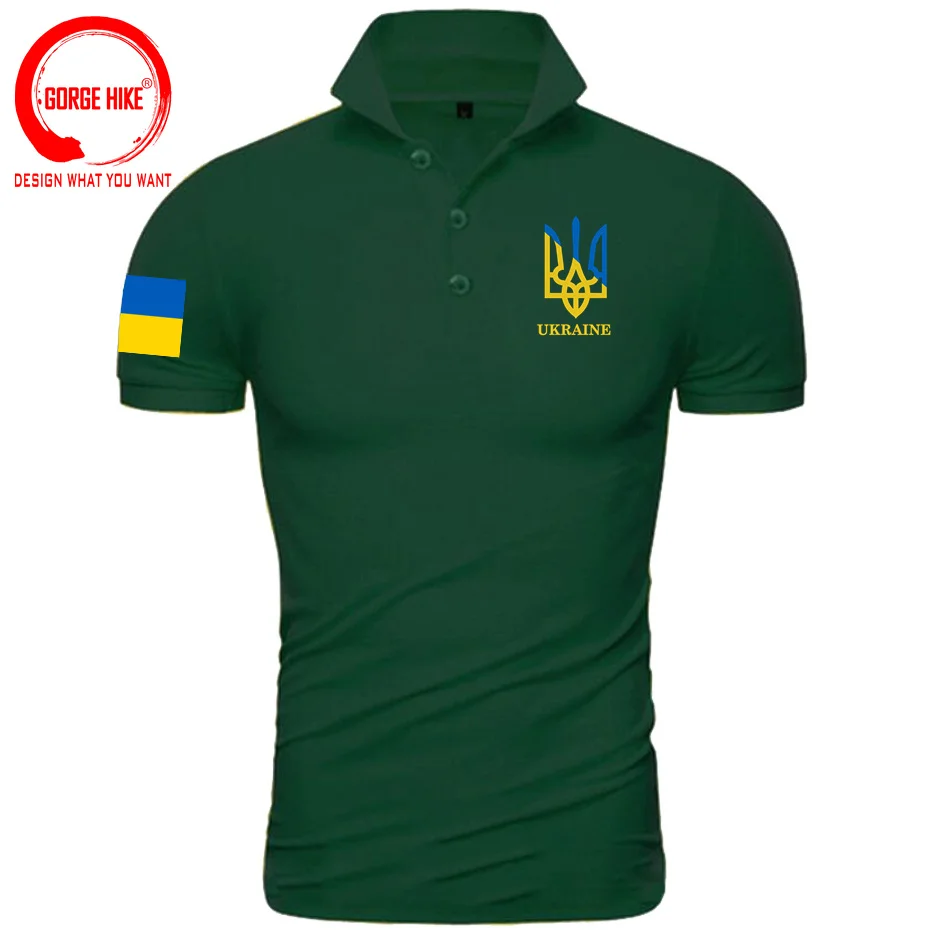 Novelty Ukraine Flag Color Trident Patriotic Polo Shirt Men Casual T Shirt Custom Ukrainian Trident Glory To Ukraine Polo Shirts