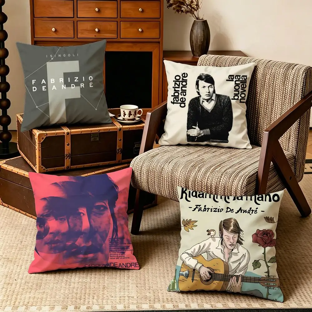 Celebrity-Fabrizio De AndréS Cushion Cover Soft Velvet Cushion Cover Set 4Pcs 50x50 45x45 Zipper Pillowcase for Home Decor