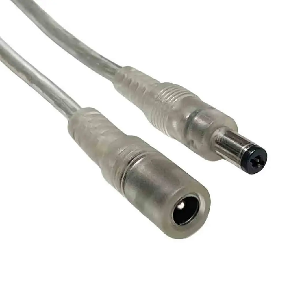 0.2m 1m 2m trasparente DC maschio femmina adattatore di alimentazione cavo Pigtail 5.5x2.1mm 5v 12V connettore 22AWG 3A cavo per luce di striscia a