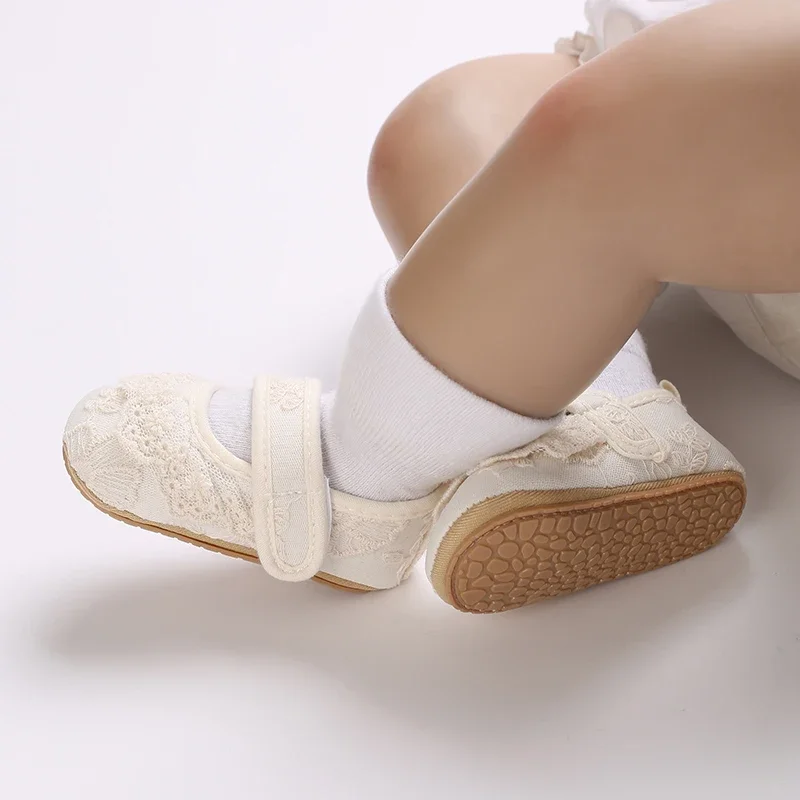 Süße weiße Spitze Baby Mädchen Prinzessin Schuhe Baby Mokassins Moccs Schuhe Schleife Fransen Gummisohlen rutschfeste Schuhe Krippenschuhe – Detail 9