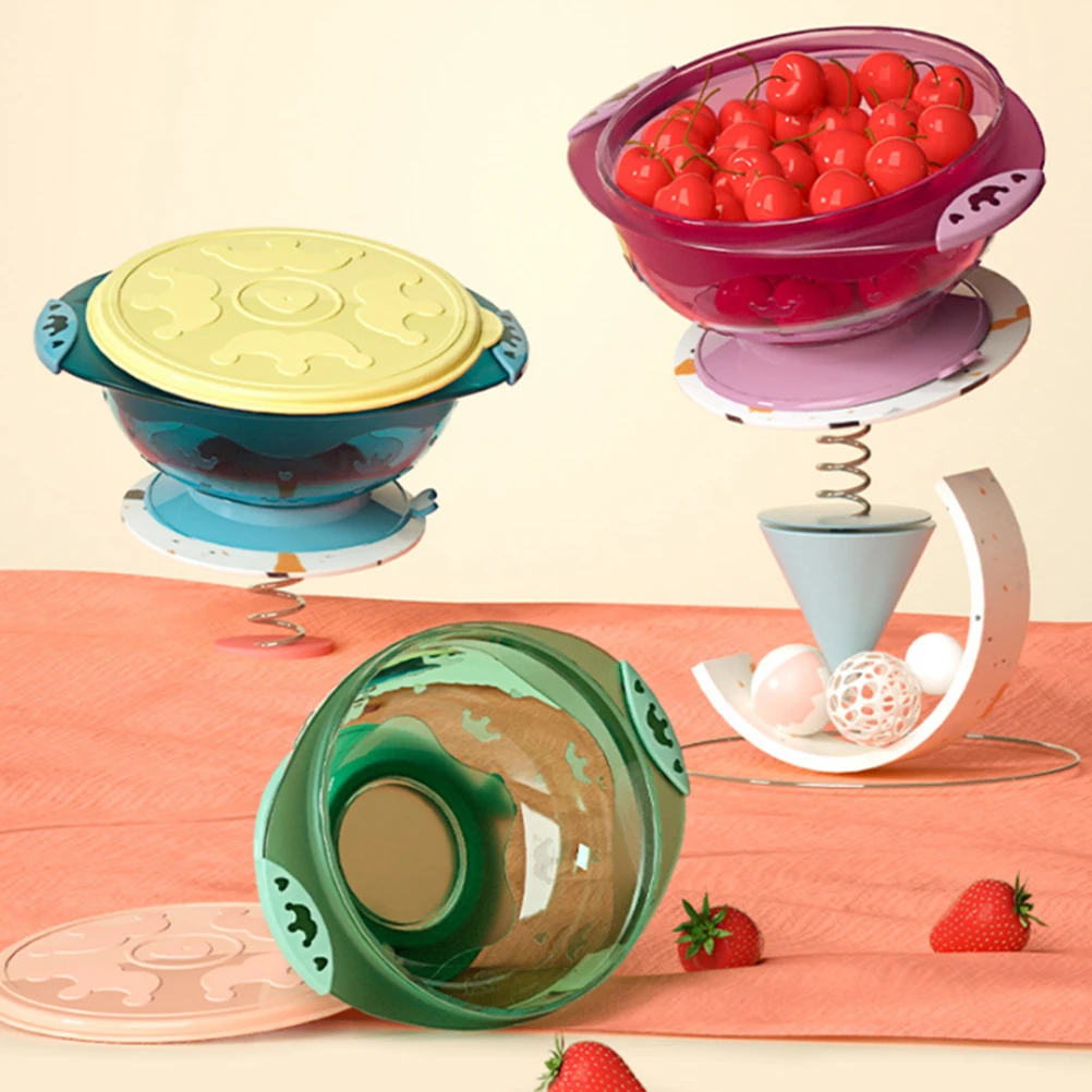 1pc Suction Bowl For Baby Premium Food Grade Silicone Spill-Proof With Lid Rice Bowl For Kids Leakproof Feeding Container Purple