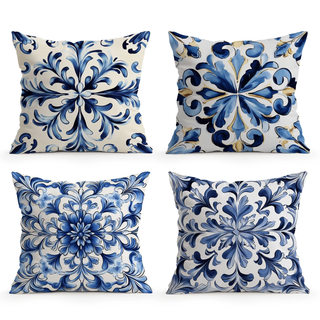 

Набор из 4 наволочек с геометрическим цветочным узором, полиэстер, для декора дома, автомобиля, дивана
