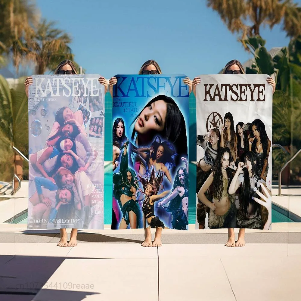 Kpop K-Katseyes Microfiber Beach Towel Quick Dry Absorbent Soft for Yoga Swimming Travel