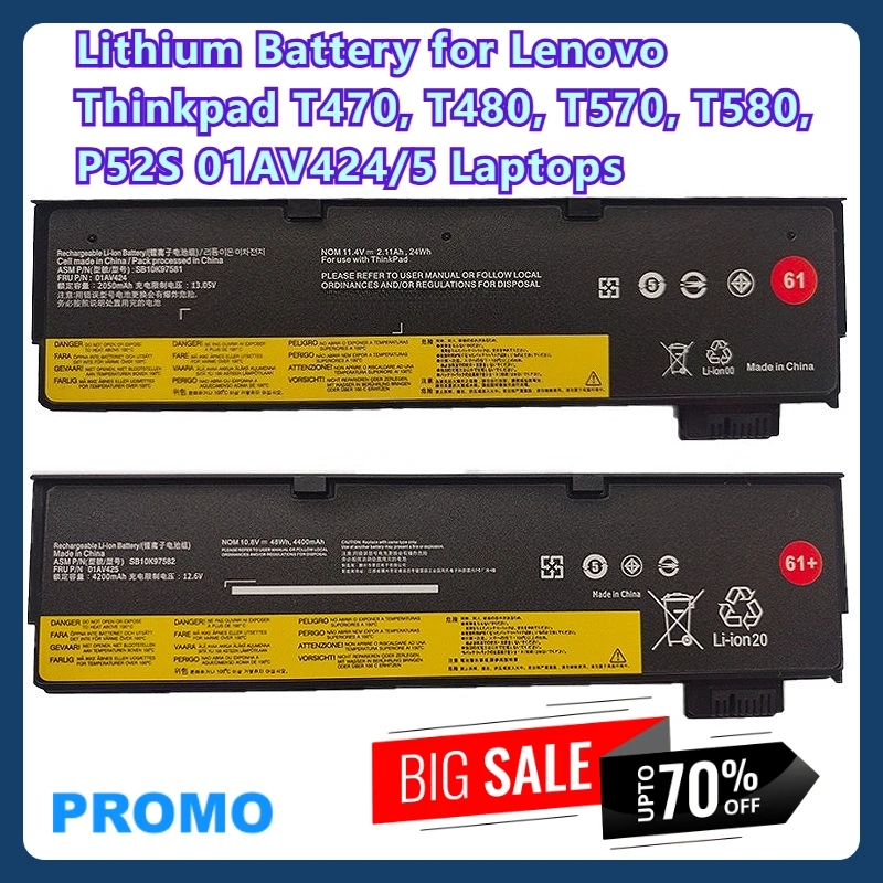 

Lithium Battery for Lenovo Thinkpad T470, T480, T570, T580, P52S 01AV424/5 Laptops