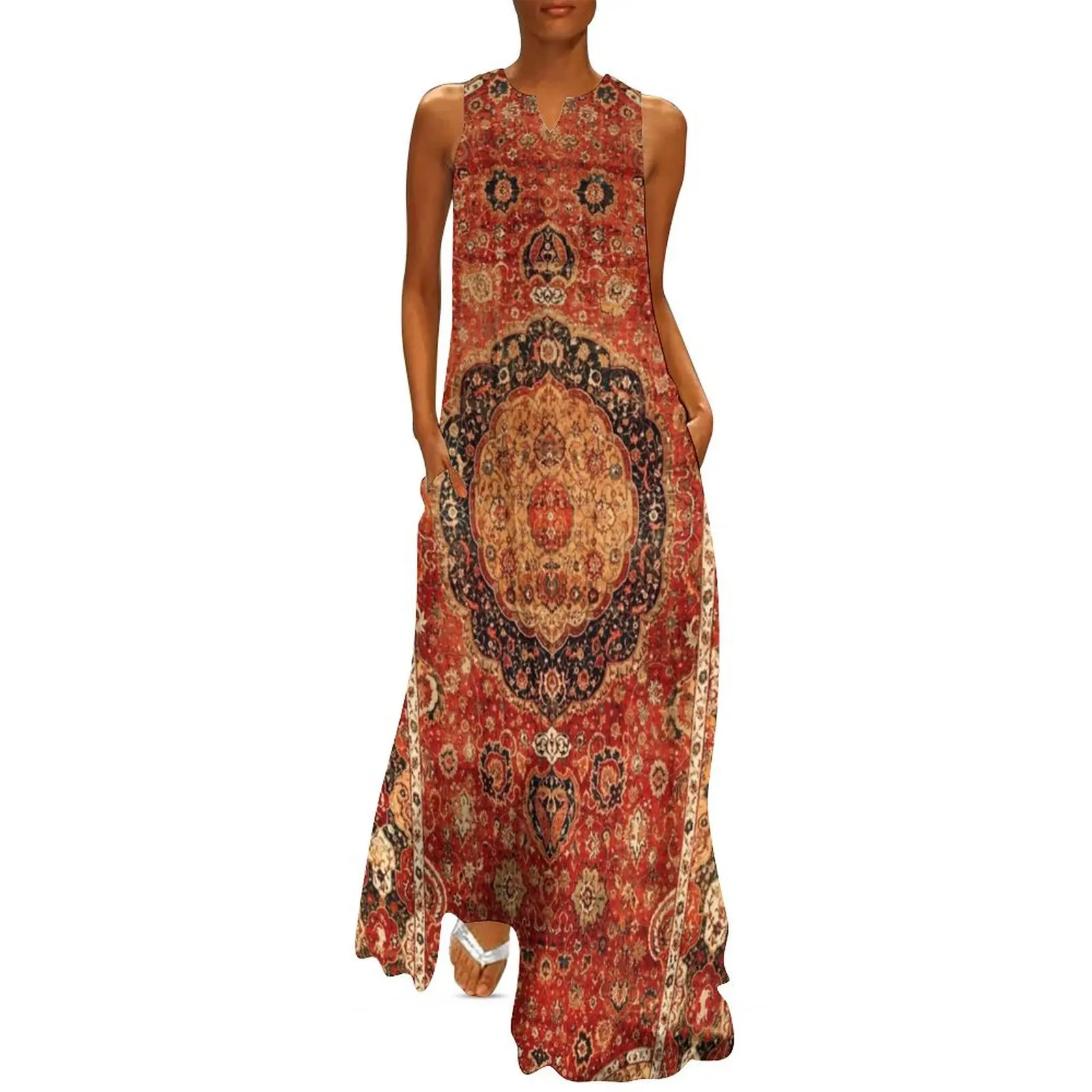 Seley Antique Persian Rug Print Long Dress sensual sexy dress for women Dresses gala