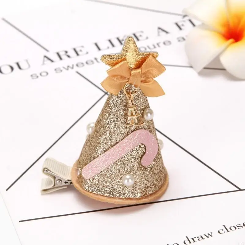 Christmas Hat Hair Clip Xmas Tree Barrette Glitter Hairpin Girl Hair Accessories