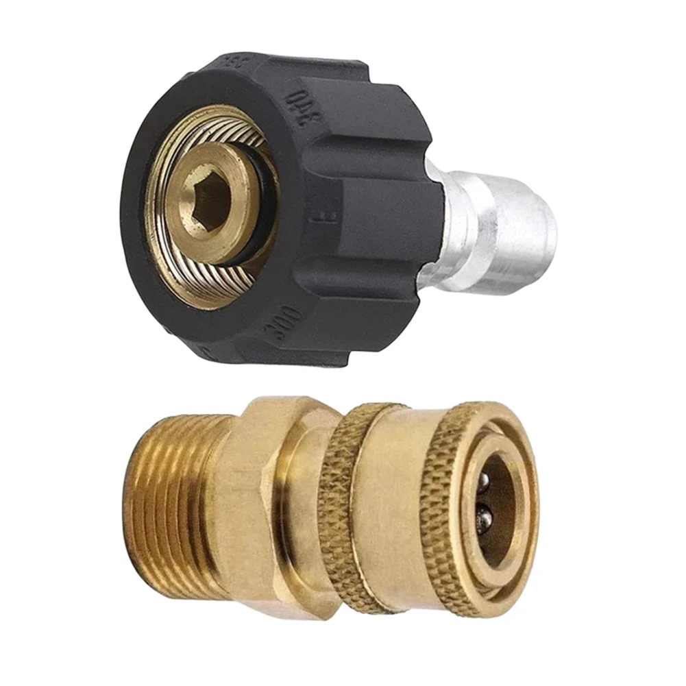 High Pressure Quick Connector Brass M22 Washer Adapter 1/4 Inch Garden Irrigation Connector 3/8 Inch Hose Fitting for Water Pipe
