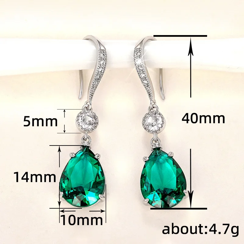 Simple Anti Emerald Water Drop Earrings Charm Women 925 Sterling Silver Fine Jewelry Prevent Allergy Party Accessories Gifts