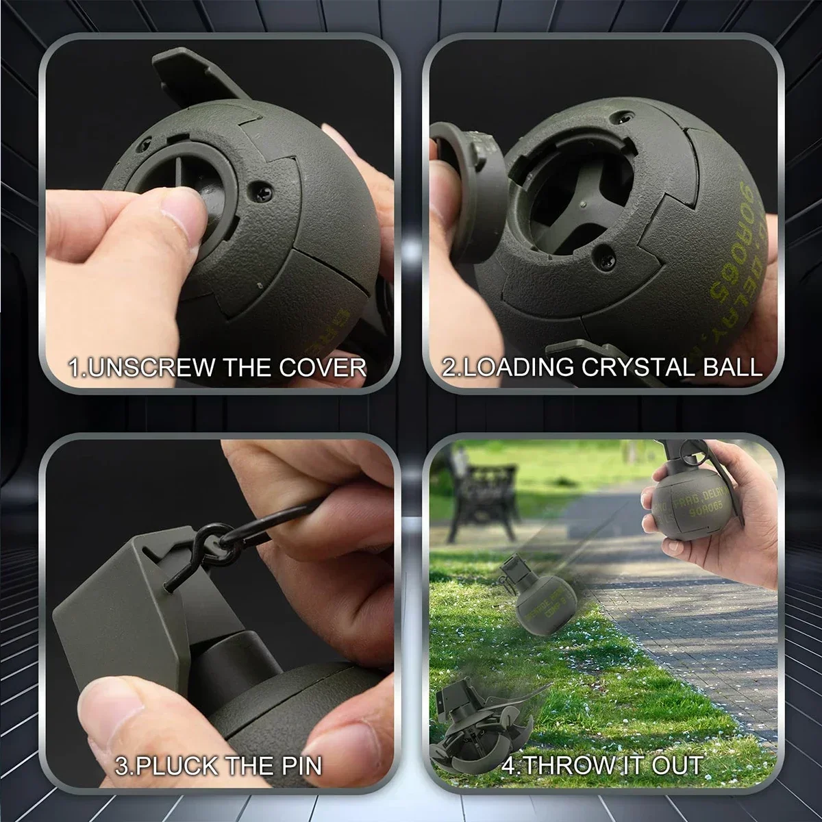 1/3Pcs Grenade Model Airsoft Paintball Tactcial Toy With 1Bag Ammo Fun Impact Pull Ring Grenade Toys For Adults Outdoor Sports