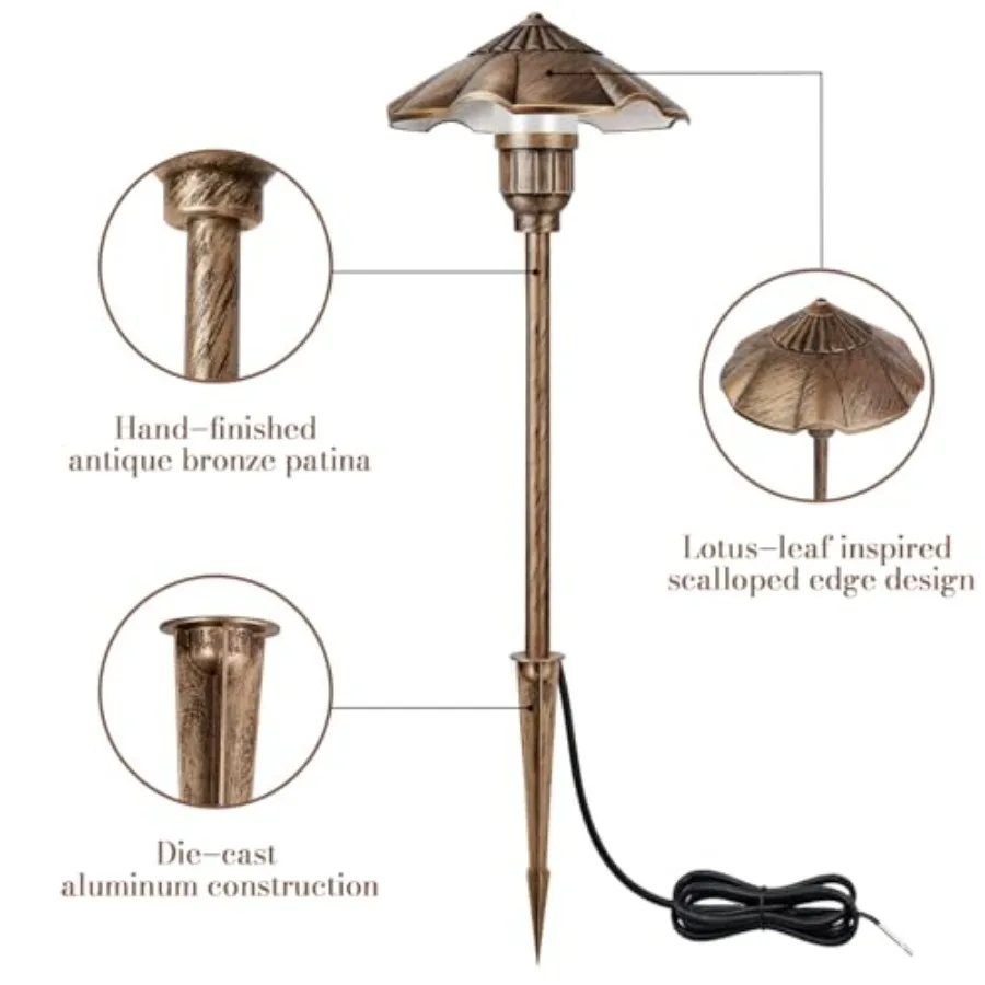 Low Voltage Landscape Lights, 5W 2900K Pathway Light, 12-24V AC/DC IP65 Waterproof Aluminum Wired Yard Light, Outdoor Path Ligh